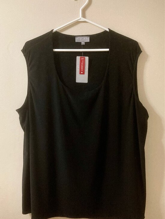 Laura Tops - LAURA BLACK CLASSIC RELAXED FIT TANK TOP, 3X, WITH TAGS
